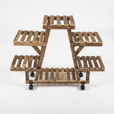 NNEDSZ Wood Plant Stand Indoor Outdoor Carbonized Triangle Corner Plant Rack