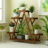 NNEDSZ Wood Plant Stand Indoor Outdoor Carbonized Triangle Corner Plant Rack