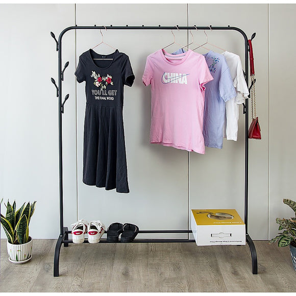 NNEDSZ Closet Organizer Metal Garment Rack Portable Clothes Hanger Storage Shoes Rack Black