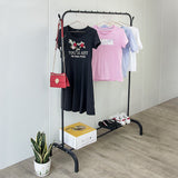 NNEDSZ Closet Organizer Metal Garment Rack Portable Clothes Hanger Storage Shoes Rack Black