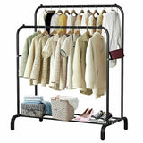 NNEDSZ Heavy Metal Double Clothes Rail Hanging Rack Garment Display Stand Storage Shelf