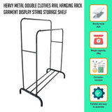 NNEDSZ Heavy Metal Double Clothes Rail Hanging Rack Garment Display Stand Storage Shelf
