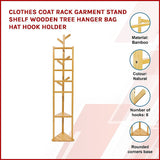 NNEDSZ Clothes Coat Rack Garment Stand Shelf Wooden Tree Hanger Bag Hat Hook Holder
