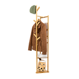 NNEDSZ Clothes Coat Rack Garment Stand Shelf Wooden Tree Hanger Bag Hat Hook Holder