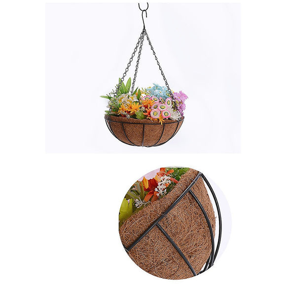 NNEDSZ 4 X Large Garden Hanging Basket With Coir Liner & Chain Flower Plant Pots Baskets