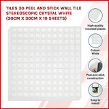 NNEDSZ Tiles 3D Peel and Stick Wall Tile Stereoscopic Crystal White (30cm x 30cm x 10 sheets)