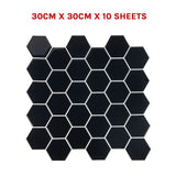 NNEDSZ Tiles 3D Peel and Stick Wall Tile Hexagonal Mosaic Black (30cm x 30cm x 10 sheets)