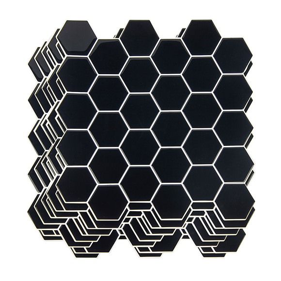 NNEDSZ Tiles 3D Peel and Stick Wall Tile Hexagonal Mosaic Black (30cm x 30cm x 10 sheets)