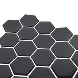 NNEDSZ Tiles 3D Peel and Stick Wall Tile Hexagonal Mosaic Black (30cm x 30cm x 10 sheets)