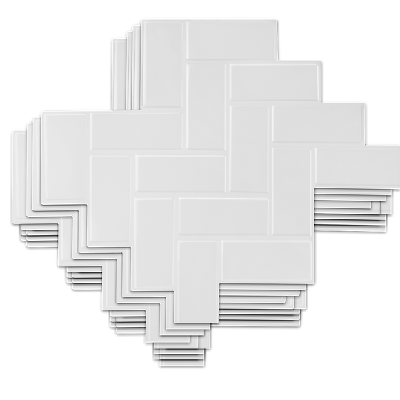 NNEDSZ Tiles 3D Peel and Stick Wall Tile Herringbone White (30cm x 30cm x 10 sheets)