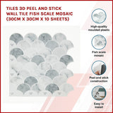 NNEDSZ Tiles 3D Peel and Stick Wall Tile Fish Scale Mosaic (30cm x 30cm x 10 sheets)