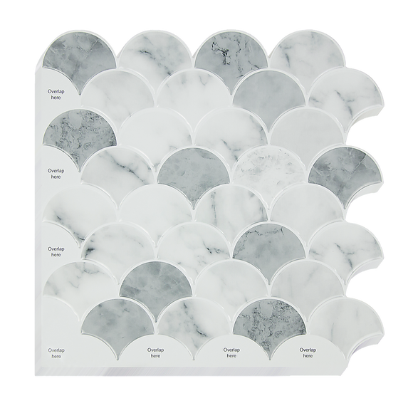 NNEDSZ Tiles 3D Peel and Stick Wall Tile Fish Scale Mosaic (30cm x 30cm x 10 sheets)