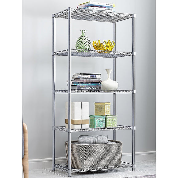 NNEDSZ 5 Tier Chrome Metal Storage Rack Shelving Wire Shelf