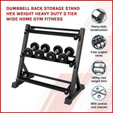 NNEDSZ Dumbbell Rack Storage Stand Hex Weight Heavy Duty 3 Tier Wide Home Gym Fitness