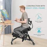NNEDSZ Ergonomic Kneeling Posture Chair with Backrest Adjustable Height and Casters