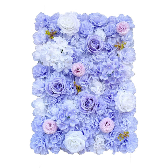 NNEDSZ Artificial Flower Wall Backdrop Panel 40cm X 60cm Mixed Lilac Flowers