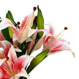 NNEDSZ Premium Faux Pink Lily In Glass Vase (Artificial Tiger Lily Arrangement)