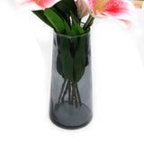 NNEDSZ Premium Faux Pink Lily In Glass Vase (Artificial Tiger Lily Arrangement)