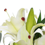 NNEDSZ Premium Faux White Lily In Glass Vase (Tiger Lily Bouquet With Eucalyptus)