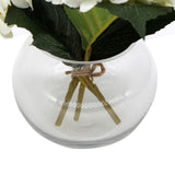 NNEDSZ Premium Faux Hydrangea With Glass Vase (Artificial Flowering White Hydrangea) 23cm
