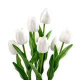 NNEDSZ Flowering White Artificial Tulip Plant Arrangement With Ceramic Bowl 35cm