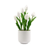 NNEDSZ Flowering White Artificial Tulip Plant Arrangement With Ceramic Bowl 35cm