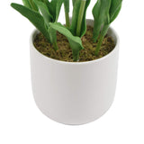 NNEDSZ Flowering White Artificial Tulip Plant Arrangement With Ceramic Bowl 35cm