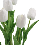 NNEDSZ Flowering White Artificial Tulip Plant Arrangement With Ceramic Bowl 35cm