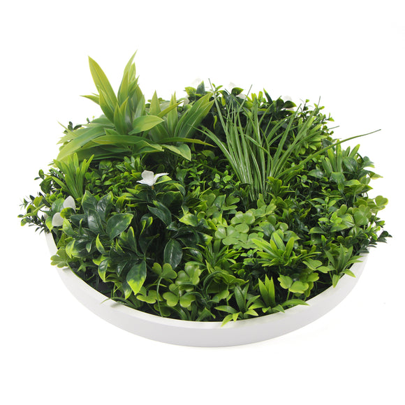NNEDSZ Flowering White Artificial Green Wall Disc UV Resistant 100cm (White Frame)