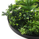 NNEDSZ Flowering White Artificial Green Wall Disc UV Resistant 100cm (Black Frame)