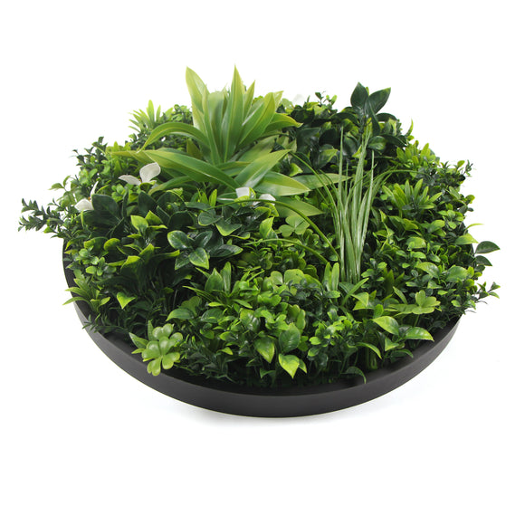 NNEDSZ Flowering White Artificial Green Wall Disc UV Resistant 100cm (Black Frame)