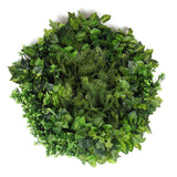 NNEDSZ Slimline Artificial Green Wall Disc Art 80cm Mixed Green Fern & Ivy (White)