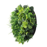 NNEDSZ Slimline Artificial Green Wall Disc Art 60cm Mixed Green Fern & Ivy (Black)