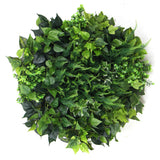 NNEDSZ Slimline Artificial Green Wall Disc Art 60cm Mixed Green Fern & Ivy (Fresh White)