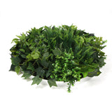 NNEDSZ Slimline Artificial Green Wall Disc Art 60cm Mixed Green Fern & Ivy (Fresh White)