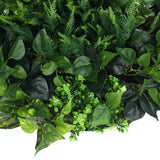NNEDSZ Slimline Artificial Green Wall Disc Art 60cm Mixed Green Fern & Ivy (Fresh White)