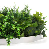 NNEDSZ Slimline Artificial Green Wall Disc Art 60cm Mixed Green Fern & Ivy (Fresh White)