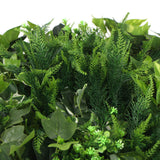 NNEDSZ Slimline Artificial Green Wall Disc Art 100cm Mixed Green Fern (Fresh White)