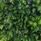 NNEDSZ Slimline Artificial Green Wall Disc Art 100cm Mixed Green Fern (Fresh White)
