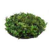 NNEDSZ Slimline Artificial Green Wall Disc Art 80cm Mixed Green Fern & Ivy (Modern Black)