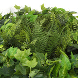 NNEDSZ Slimline Artificial Green Wall Disc Art 80cm Mixed Green Fern & Ivy (Modern Black)
