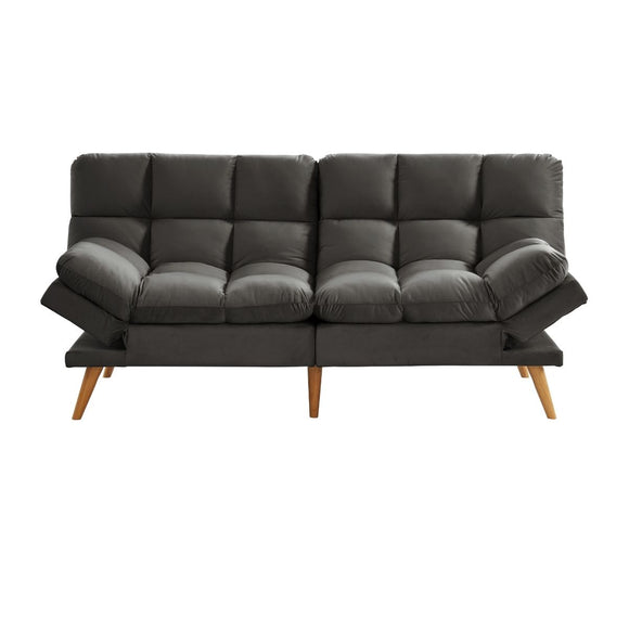 NNEDSZ 3 Seater Velvet Sofa Bed Futon Charcoal