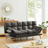 NNEDSZ 3 Seater Velvet Sofa Bed Futon Charcoal