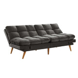 NNEDSZ 3 Seater Velvet Sofa Bed Futon Charcoal