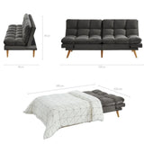 NNEDSZ 3 Seater Velvet Sofa Bed Futon Charcoal