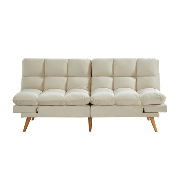 NNEDSZ 3 Seater Velvet Sofa Bed Futon Cream