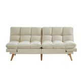 NNEDSZ 3 Seater Velvet Sofa Bed Futon Cream
