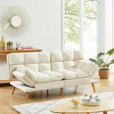 NNEDSZ 3 Seater Velvet Sofa Bed Futon Cream