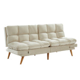 NNEDSZ 3 Seater Velvet Sofa Bed Futon Cream