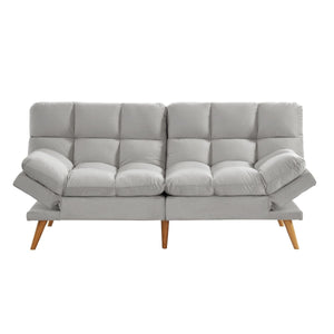 NNEDSZ 3 Seater Velvet Sofa Bed Futon Light Grey